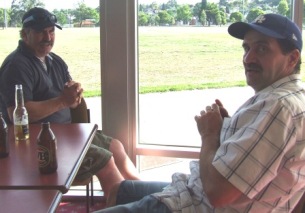 Premier cricket knowledge and experience: Garry Sturrock (Melbourne) and Tony Gleeson (Carlton) talk tactics at our Christmas party.