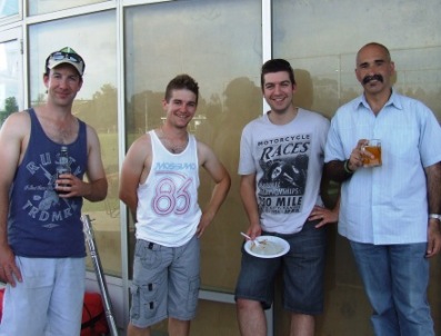 Outside the clubrooms: L-R Ben Thomas, Stephen Ward, Stephen Tassos and Joe Ansaldo.