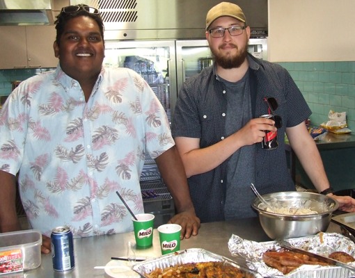 Master chefs take full advantage of the new kitchen in the pavilion: Channa DeSilva (left) and Nick Brelis.