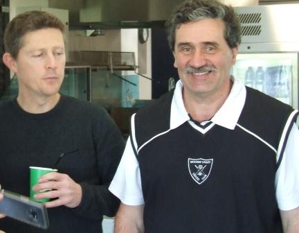 Past Premiership player Craig Pridham (left) dropped in for the day, and for a chat with coach Tony Gleeson.
