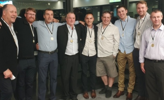 Contratulations to players in the Team of the Decade (1) - all other grades: L-R Ian Denny, Dean Lawson, Jim Polonidis, Sean O'Kane, Sam Carbone, Daniel Phillips, Jack Newman, Liam Shaw and Geoff McKeown.