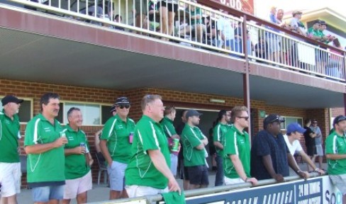 The Valley boys took up residence under the magnificent Barooga stand - and there were plenty of Valley supporters up on the balcony as well.