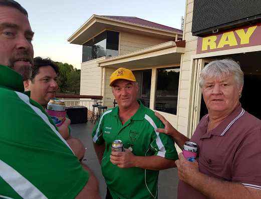 Seeing the sun rise! Sean O'Kane's first edict as our newest life member was for a crew to see it through to the sunrise. Willing disciples (from left) Norm Wright, Ryan Fairclough and dad Anton O'Kane get the job done with Sean.