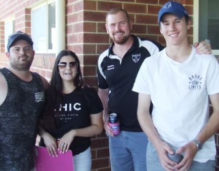 Great support: L-R Anthony and Vanessa Riggio, Nate Wolland and Jack Newman.