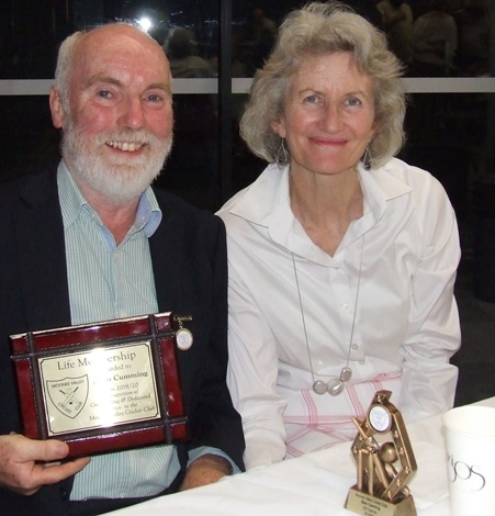 A well-deserved 200-gamer and Life Member - Allan Cumming with wife Claire Henderson. 