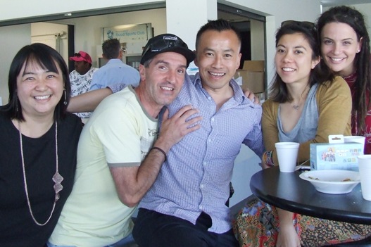 Tien (left) and husband Jim enjoy the afternoon with some of their friends.