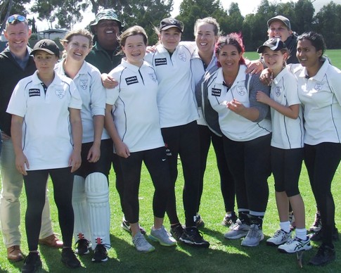 Elation! L-R Team manager/scorer David Baker, Yasmin King, Sarah Ronayne, coach Channa DeSilva, Audrey Brown, Tara Newman, Sarah Gooden, Tanya Intagliata, Katherine Baker, Sandra Verschoor and Jane Raman.