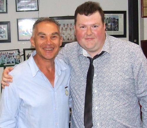Dean Jukic was presented with his Fourths Player of the Finals medallion by Andreas Skiotis (far right).