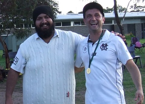 Hey! This is fun! Captain Manu Singh and Jason Ripa with his Premiership medallion.