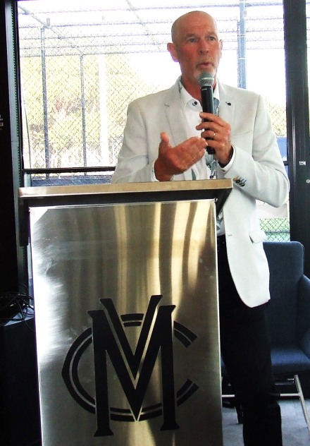 Master of Ceremonies Greg Peters opens proceedings on the night, standing at the new MVCC lectern.
