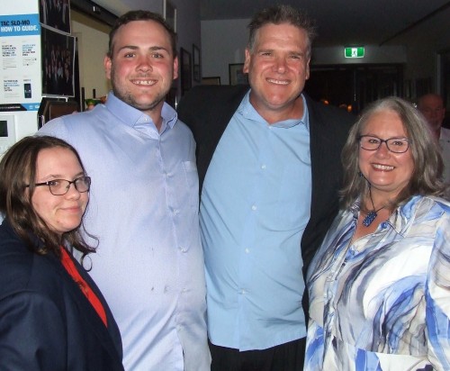 Enjoying the night: L-R Makealah and Lachlan Smith, Geoff Smith and Kim Simmons.