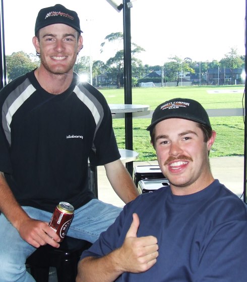 It rains like this all the time up the bush! Seconds captain Tain Piercy (left) and Hayden Trew.