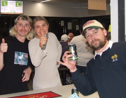 The bar did a roaring trade: L-R Hayden Carlsen with Jakarra and Brayden McGregor.