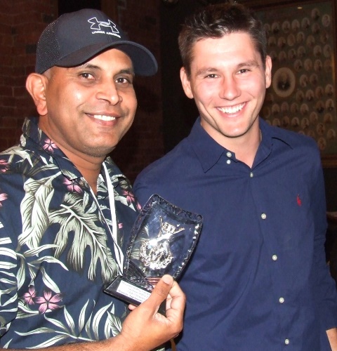 Ruwan Jayaweera (left) received his Club Champion award from Firsts captain/Committee member Jack Newman.