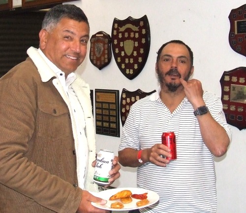 Sampling the excellent food: Sunil Bhandari (left) and Danny Terzini.