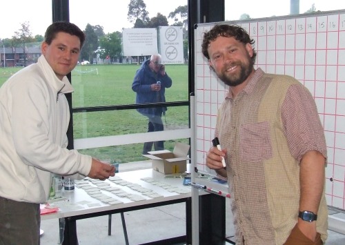 Getting set to start the raffle: Jack Newman (left) and Brayden McGregor.