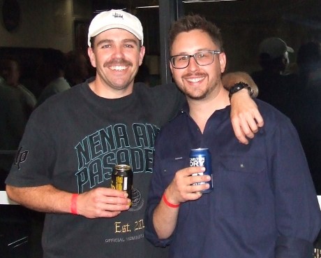 They played a bit of cricket between them: Joshua Rennex (left) and Nick Brelis.