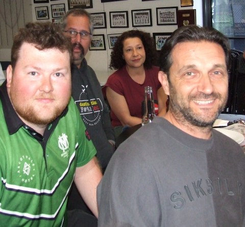 Keen on the proceedings: Andreas Skiotis (left) and Jason Ripa.
