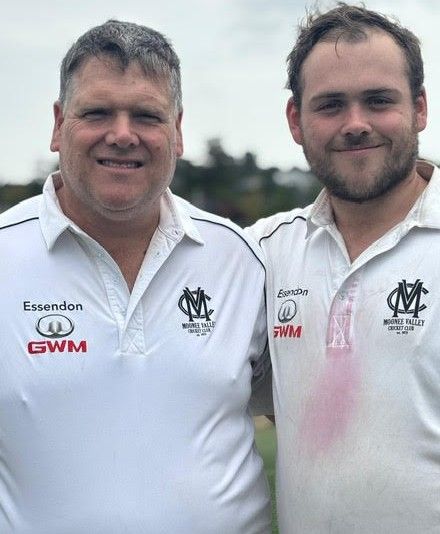 Geoff Smith celebrated his 100th game playing with son Lachlan.