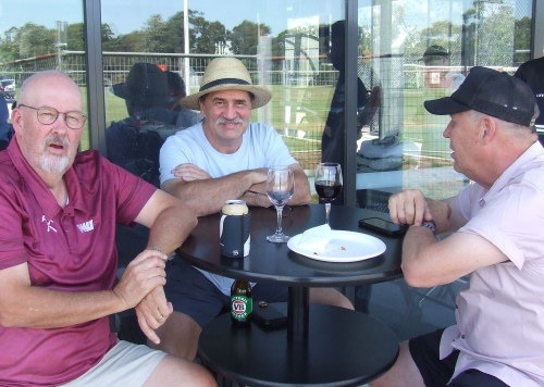 Enjoying the day and analysing the cricket: L-R Gary Irons, Tony Gleeson and Ian Denny.
