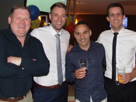 Happy chappies: Lindsay Jones winner Simon Thornton (left) with Liam Shaw, Sam Carbone and Paddy Shelton.