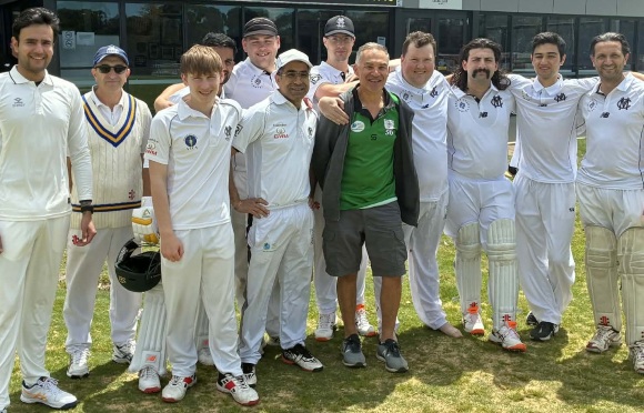 Dean Jukic and his teammates for his 350th game: L-R Shiva Chhabra, Frank Ripa, Luke Sevenson, Mukul Sharma, Lachlan Smith, Sudarshan Devkota, Chris Love, Dean Jukic, Andreas Skiotis, Ben Baldacchino, Joey Ripa and Jason Ripa.