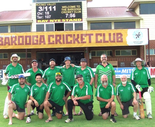 Our Barooga team for Game 1: L-R. Back - Kale Watkins, Sean O'Kane, Peter O'Kane, Craig Pridham, Mark Gauci, Brendan Rhodes, Cameron McGregor. Front - Glen Courts, Jason Ripa, Ben Lewis, Charlie Walker, Peter Richardson and Allan Cumming.